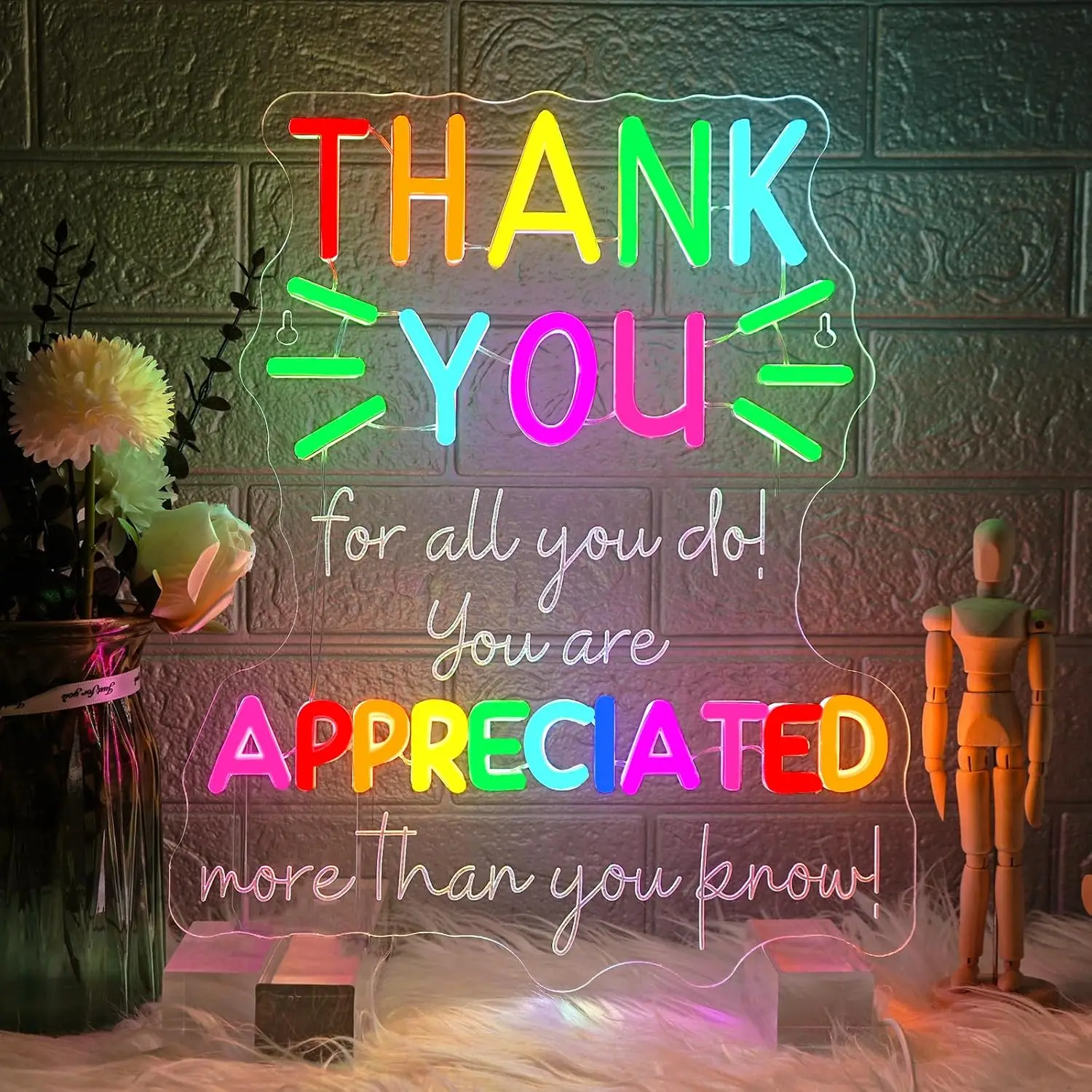 

Thank You Appreciated Neon Sign More Than You Know Dimmable LED Neon Light for Bedroom Man Cave Party Wall Decor Festival Gift