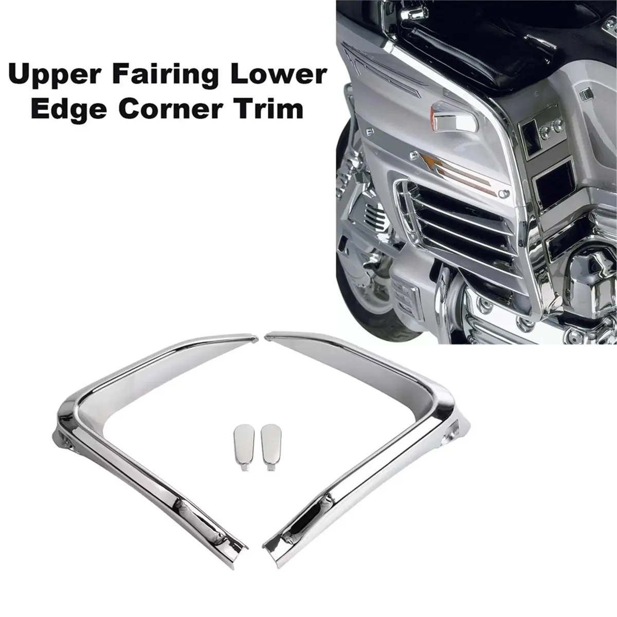 Compatible Motorcycle Fairing Lower Edge Trim Strips & Edge Corner Trim Plugs Chrome Kit for Honda Goldwing GL1500 1988-2000