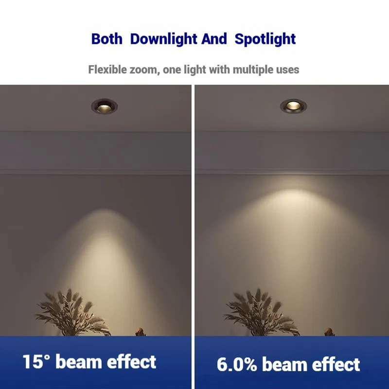 LED 220v Recessed Ceiling Downlight 15°-60° Focus Ox Eye House Spotlight 7W 10W 15W 18W Full Spectrum Commercial Lighting Lamp