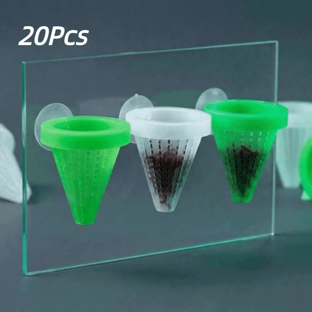 20Pcs Strong Suction Cup Aquarium Worm Feeder Basket Style Cone Shape Feeding Funnel Portable Convenient Automatic Feeder