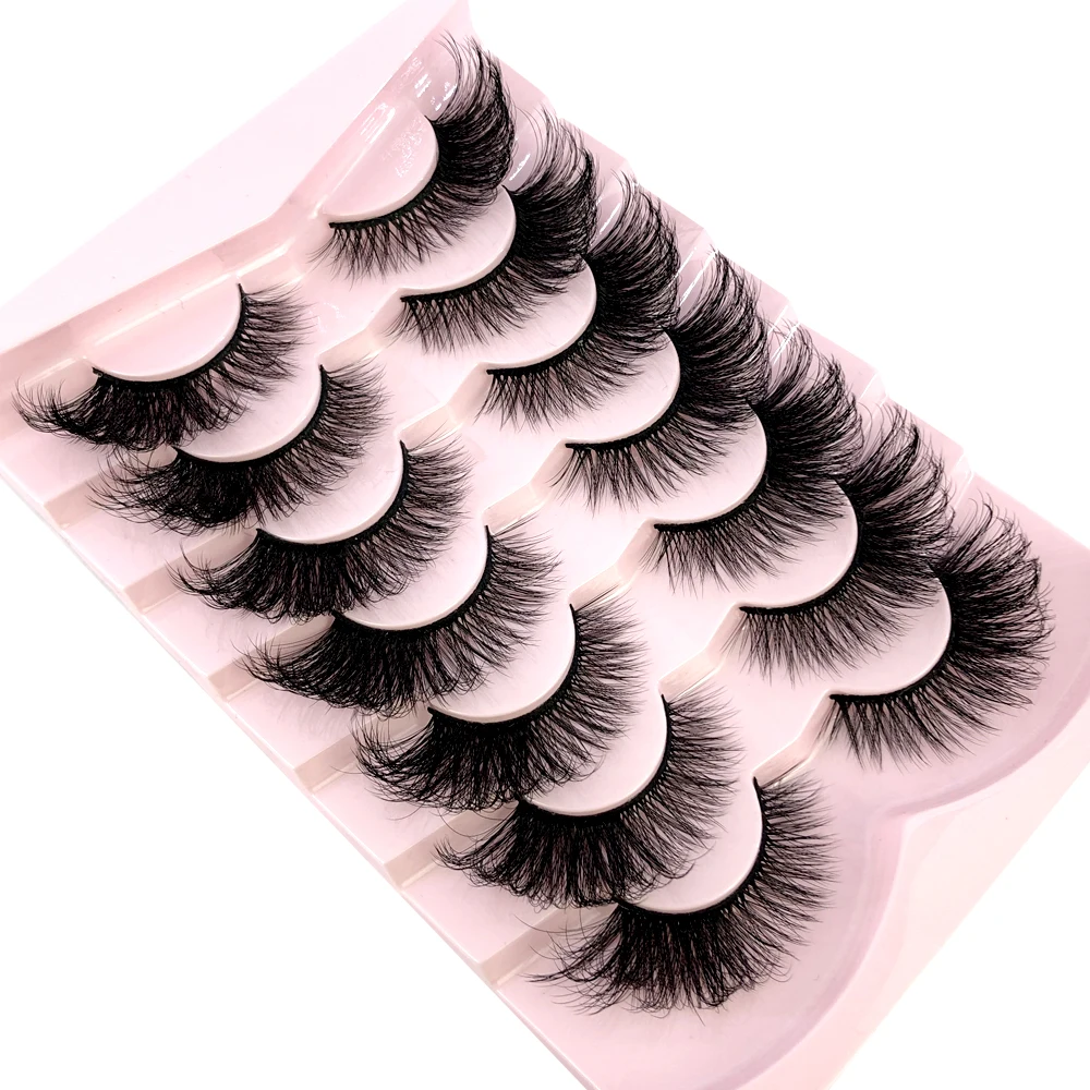 Cat Eye Lashes 7 Pairs Natural Fluffy Messy False Eyelashes Dramatic Tapered Foxy Faux Mink Lashes Wholesale Faux Cils Makeup