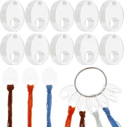 50Pcs Clear Acrylic Bobbins with Hinged Ring Oval Acrylic Bobbins Cross Stitch Tread Bobbins Sewing Thread Winding Thread Bobbin
