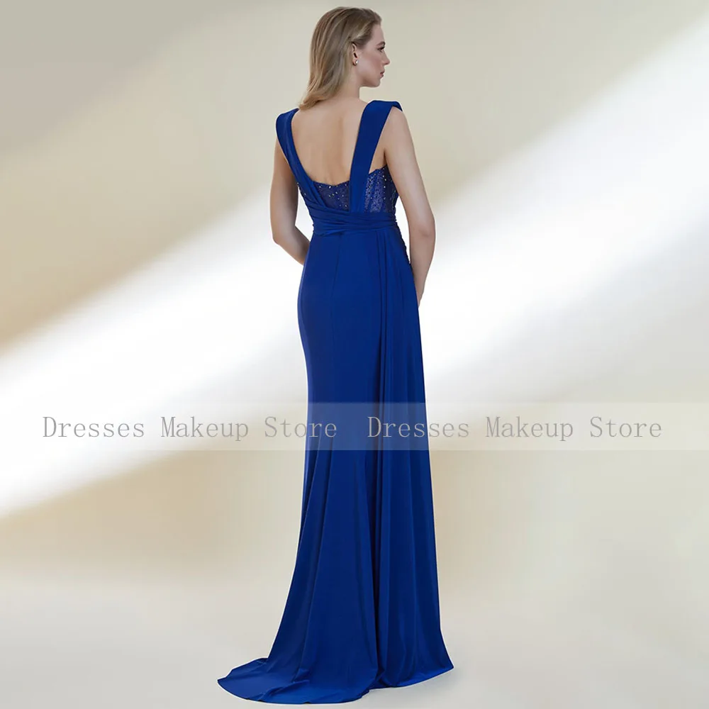 Luxury Evening Dresses for Women Dark Blue Beading Mermaid  Gowns Long Sweetheart Side Slit Sexy Formal Party Dress 2023