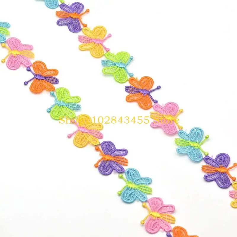 49MC 15 jardas coloridas para fita guarnição renda borboleta apliques bordados costura DIY