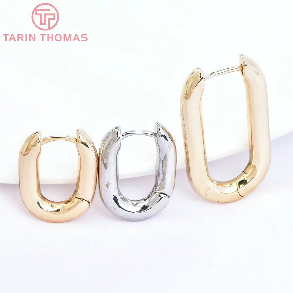 

(6861) 4PCS 14x25MM Platinum Color Brass Oval Earrings Hoop DIY High Quality Jewelry Making Findings Accessories Wholesale