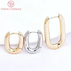 (6861) 4PCS 14x25MM Platinum Color Brass Oval Earrings Hoop DIY High Quality Jewelry Making Findings Accessories Wholesale