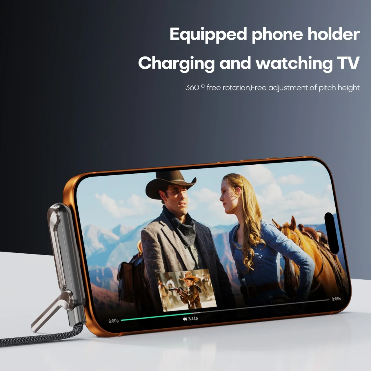 240W PD Fast Charging Type C to Type C Cable USB A to Type C Cable with Foldable Stand Phone Holder for iPhone Xiaomi HUAWEI - view 5