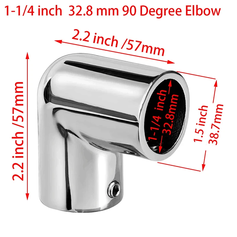 32MM Heavy Duty Boat Handrail Fitting For Boats And Sailboat Yachts 316 Stainless Steel 1 PCS Hardware 2-Way 90° Elbow