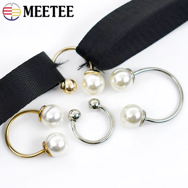 5/10Pc Metal U Ring Button Pearl Decoration Detachable Screw Buckle for Swimwear Clothes Hat Jacket Buttons Sewing Accessories