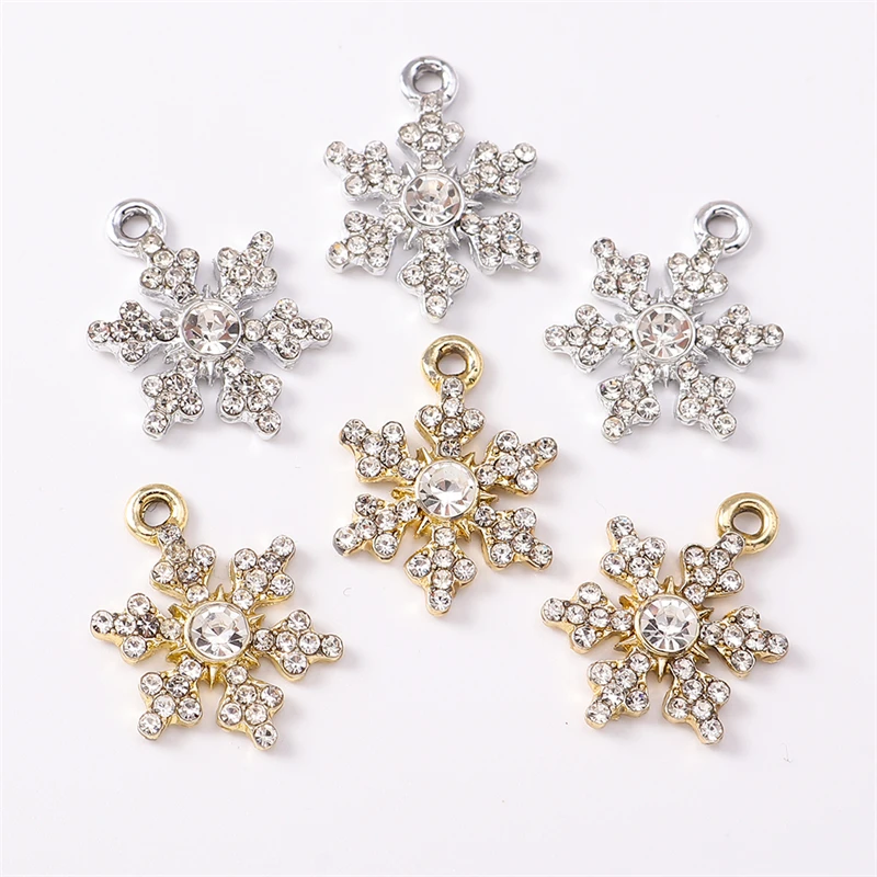 Duarte 20 Teile/los Nette Kristall Legierung Weihnachten Schneeflocken Charms Anhänger für Schmuck Machen DIY Halsketten Ohrringe Zubehör – Detail 6