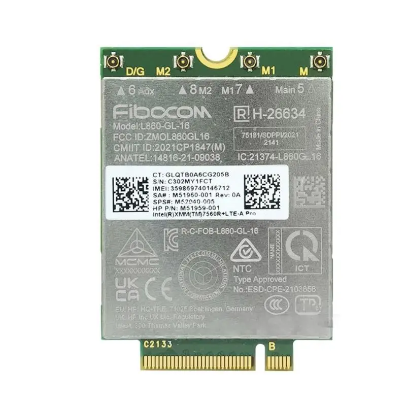 Модуль CAT16 1 Гбит/с L860-GL-16 LTE CAT16 Gigabit-LTE L860-GL для Elitebook X360 1040-G5-G6 830-G5-G6 1040-G5-G6, Прямая