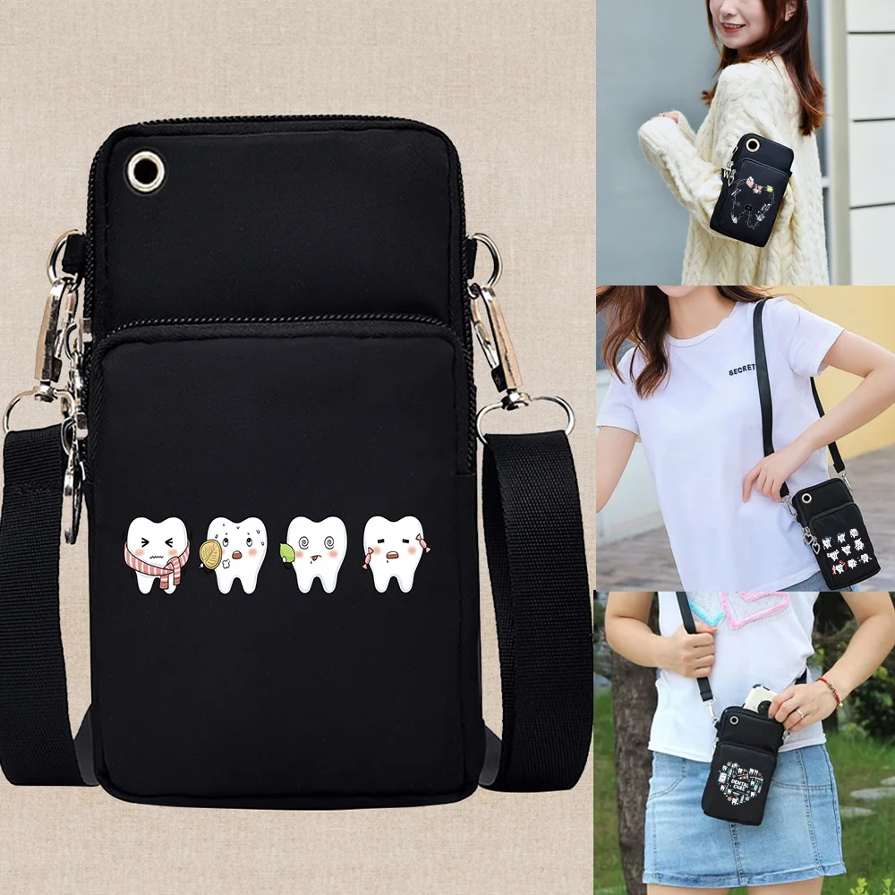novo-saco-do-telefone-movel-dentes-impressao-inclinacao-mini-dupla-camada-saco-com-ziper-bolsa-multi-camada-casual-viagem-sacos-de-ombro-ajustaveis