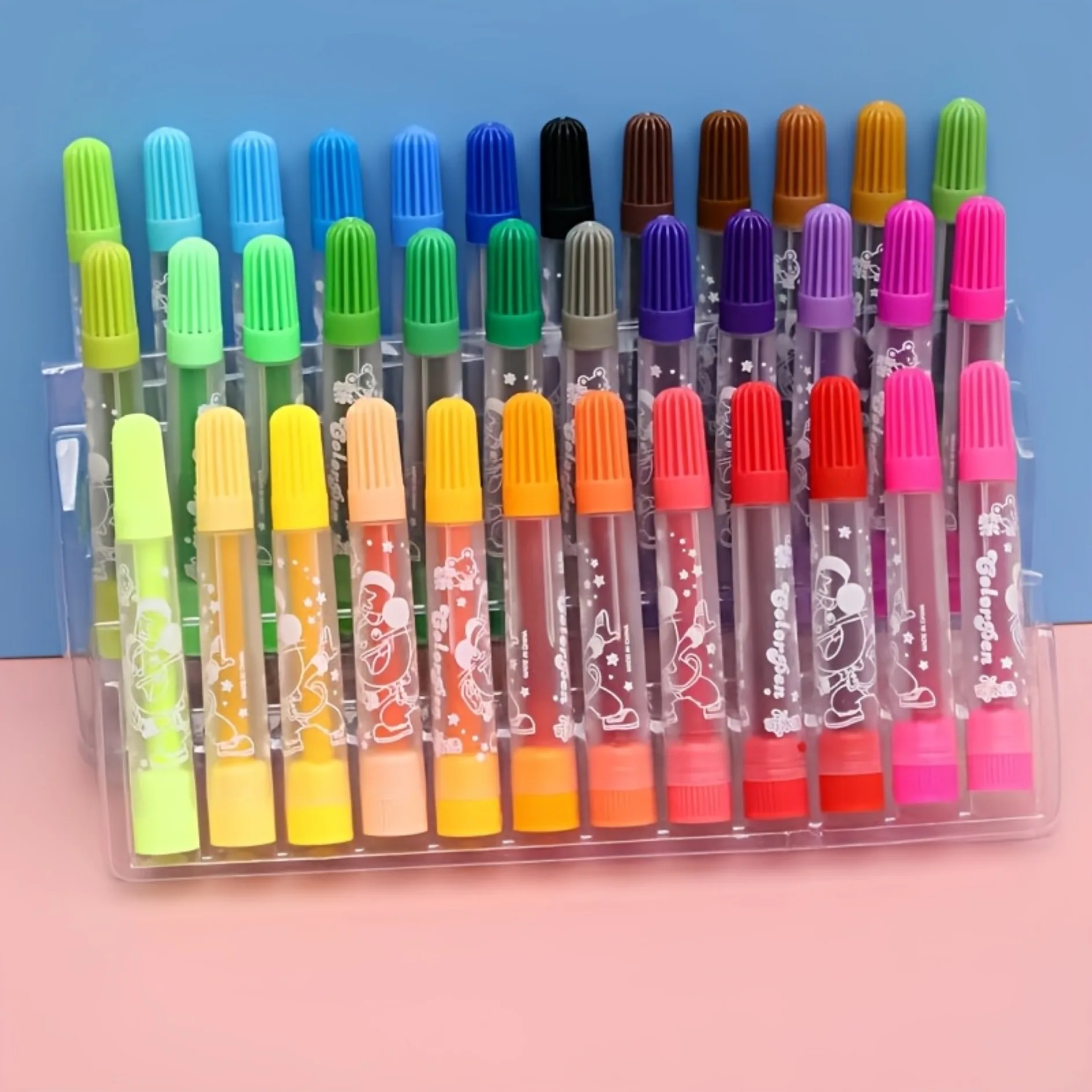 

12 Color Washable Plastic Watercolor Mark Pen Set - Medium Pen Tip, Smooth Color, Handmade and Activity Art Supplies