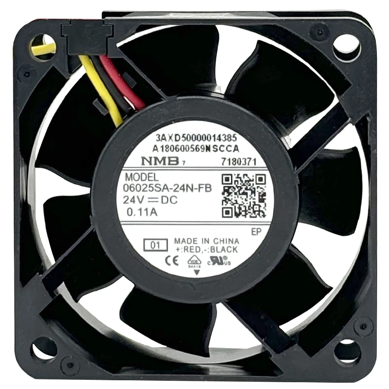 NMB 06025SA-24N-FB Axial Cooling Fan 60×60×25mm DC24V 0.11A 3-Wire 6CM Industrial Cabinet Fan