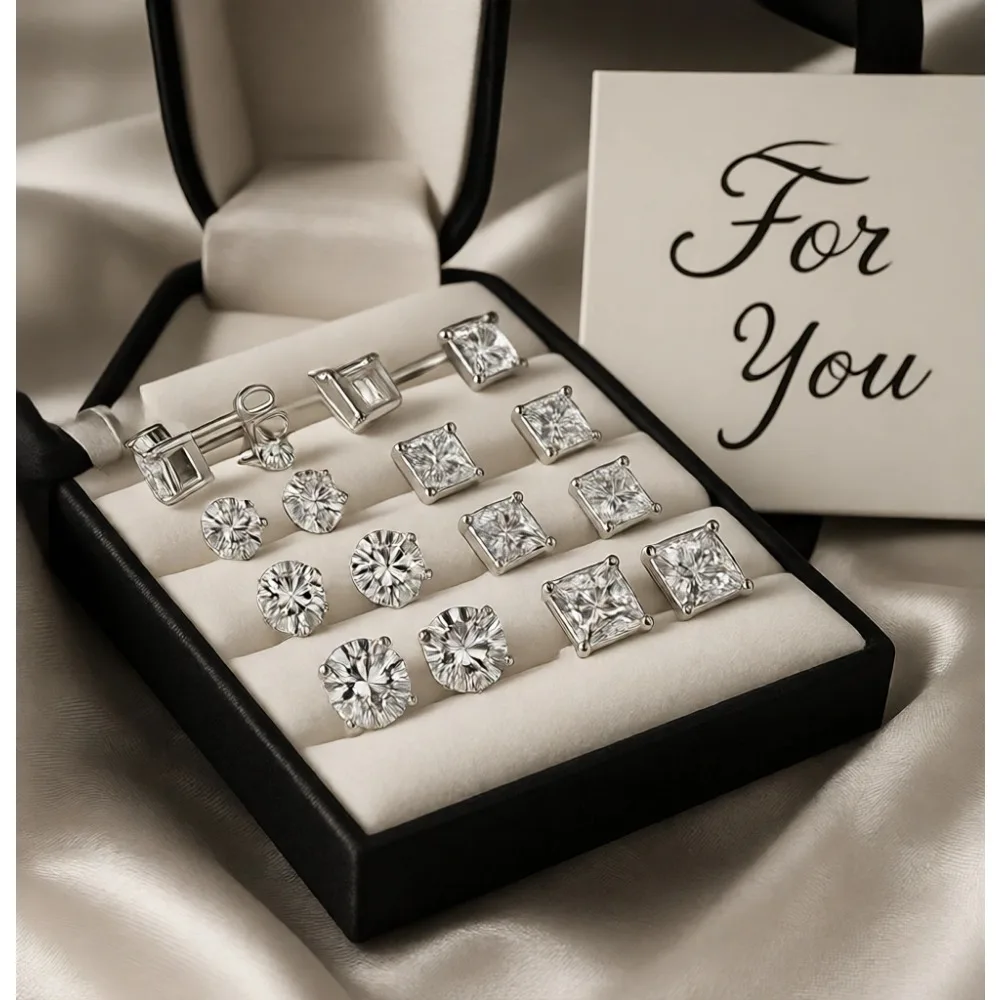 

6 пар круглых сережек-гвоздиков с фианитами 3, 5, 7 мм, гипоаллергенные, из хирургической стали, для женщин и мужчин