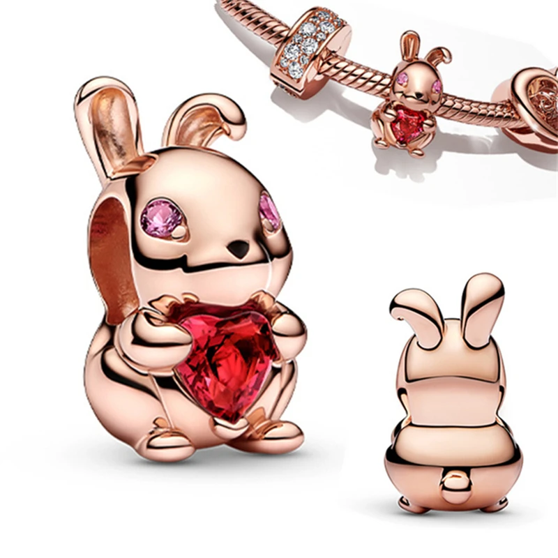 جديد 925 الفضة الذهب تصفيح أرنب الصليب فنجان القهوة كوز الصنوبر سحر الخرز صالح الأصلي سوار إكسسوارات للنساء هدية