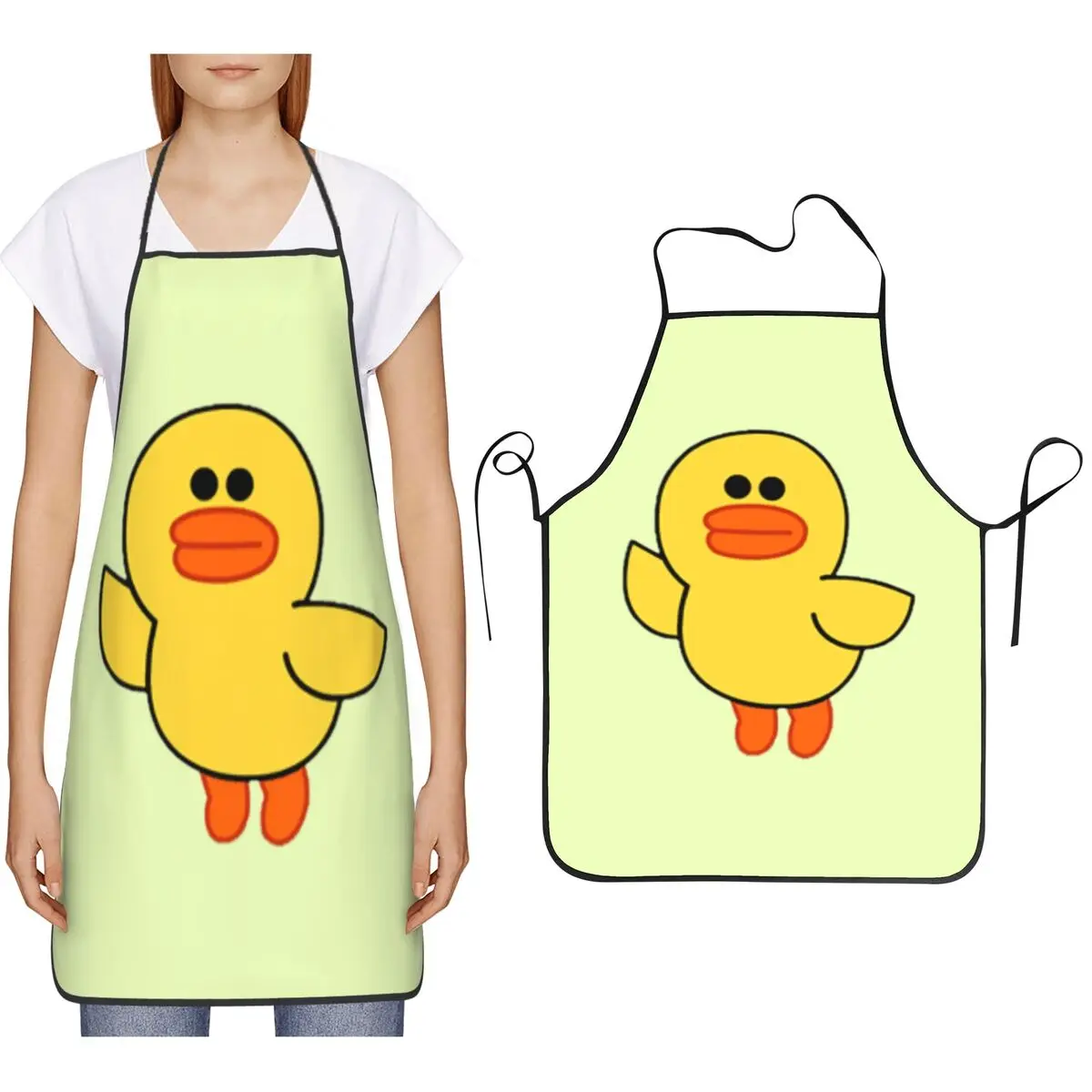 Sally Yellow Chick Line Friends Aprons Chef Cooking Baking Tablier Bib Kitchen Cleaning Pinafore for Women Men Gardening