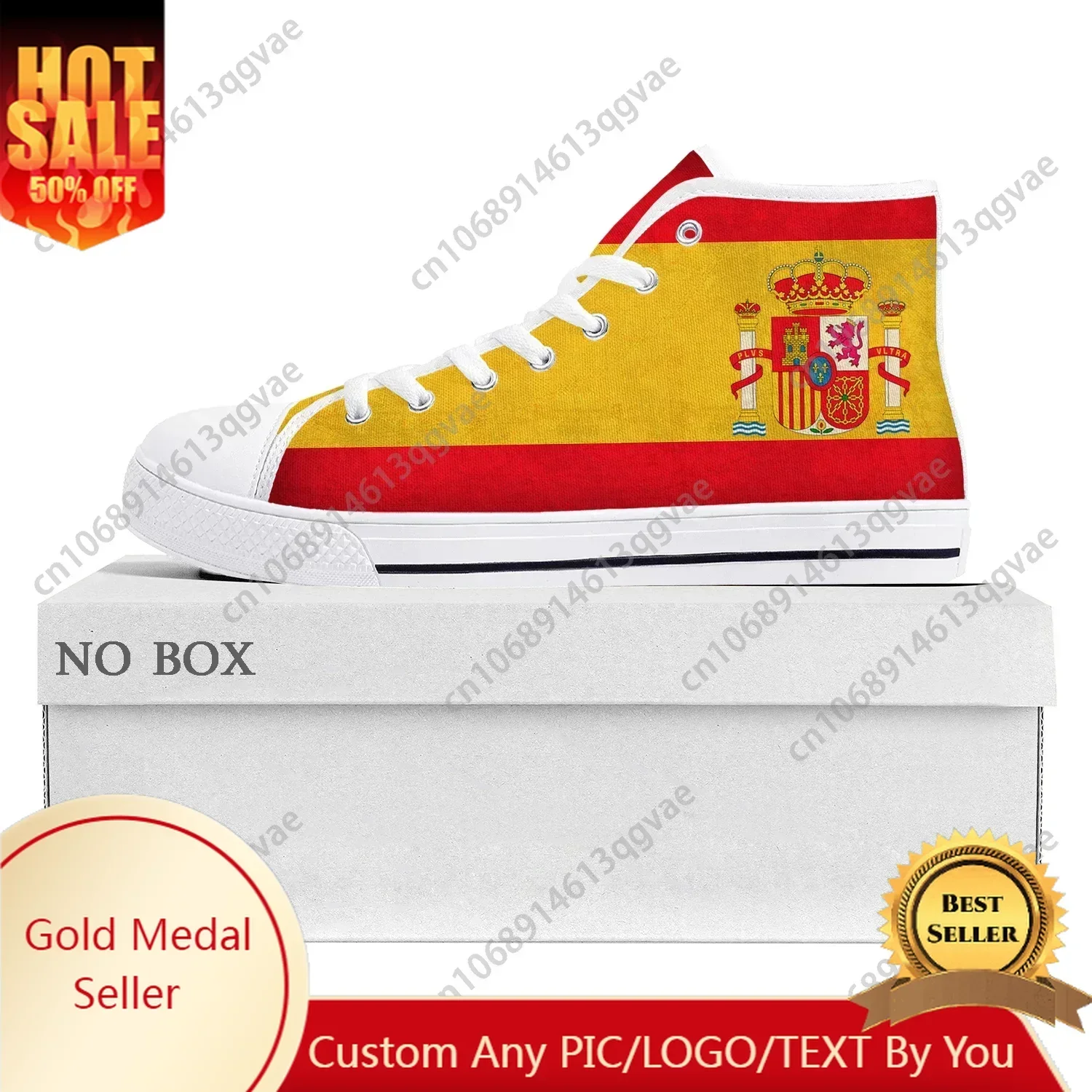 

Spanish Flag High Top High Quality Sneakers Mens Womens Teenager Canvas Sneaker Spain Casual Couple Shoes Custom Shoe