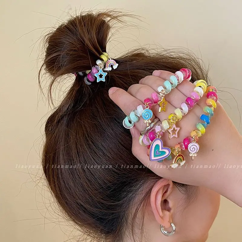 

Hair Tie Stretch Spiral Cord Hair Ring Hair Rope Headwear Elastic Tie Elastic Scrunchies Multicolor Telephone Wire Lady