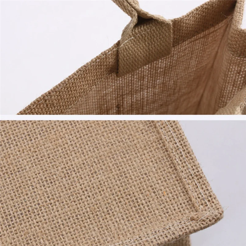 ABQR Burlap Tote Bags Reusable Cotton Shopping Grocery Bag with Handles, Laminated Interior, Bridesmaid Tote Bags