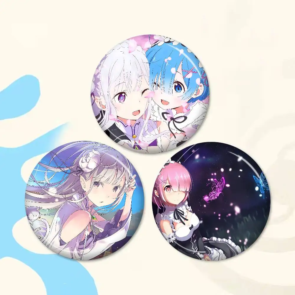 Re Zero anime Creative Tinplate Soft Button Pins Animal Icon Brooch Lapel Backpack Badge Accessories Pin