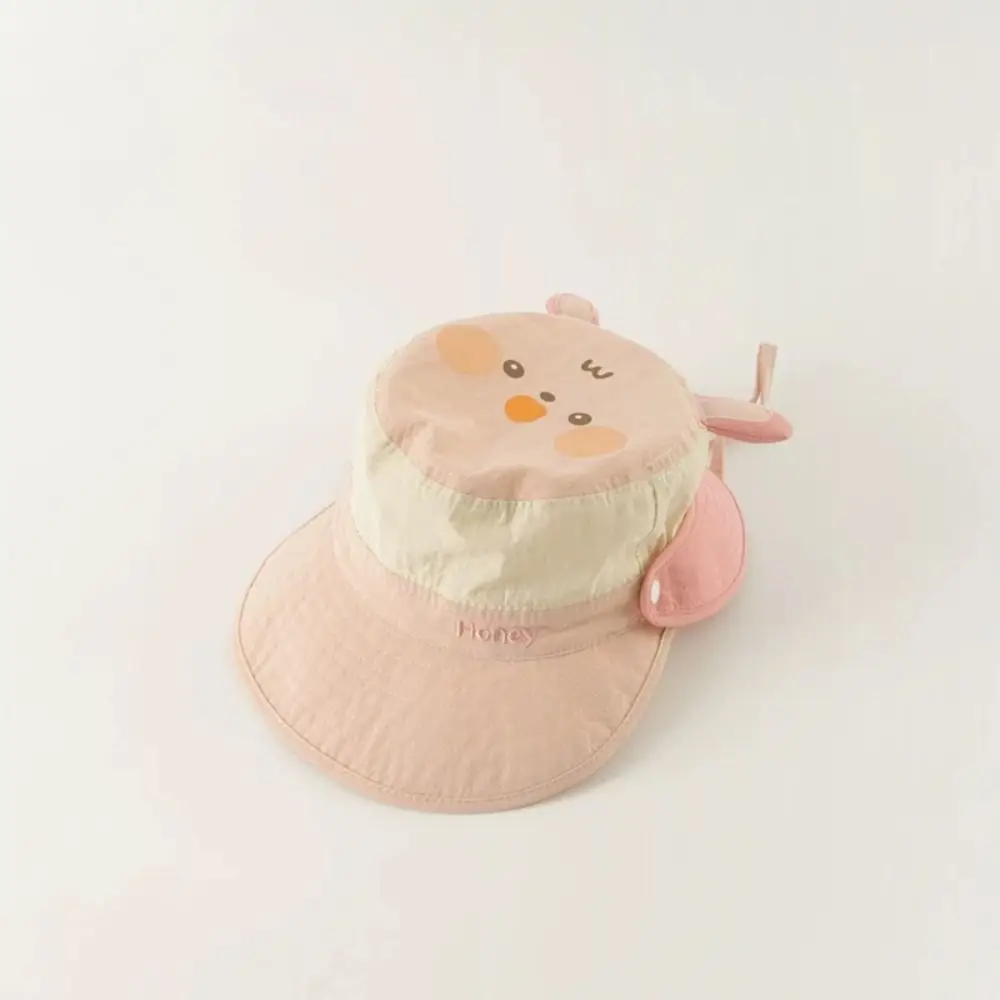 Quick-dry Cartoon Animal Bucket Hat Detachable Letter Embroidery Summer Sunhat Anti-UV Sun Hat Shading Hat