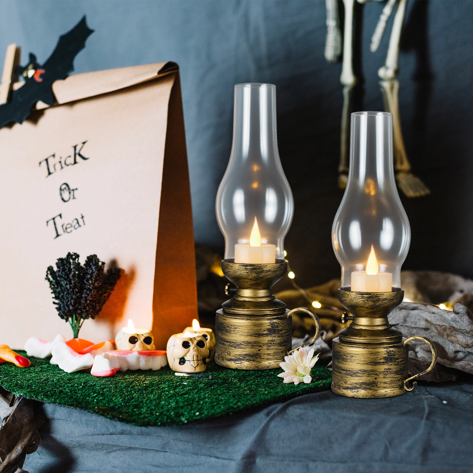 

2pcs LED Retro Lamp Vintage Flameless Table Lantern for Camping Home Decor Indoor Use Safe Christmas Gifts