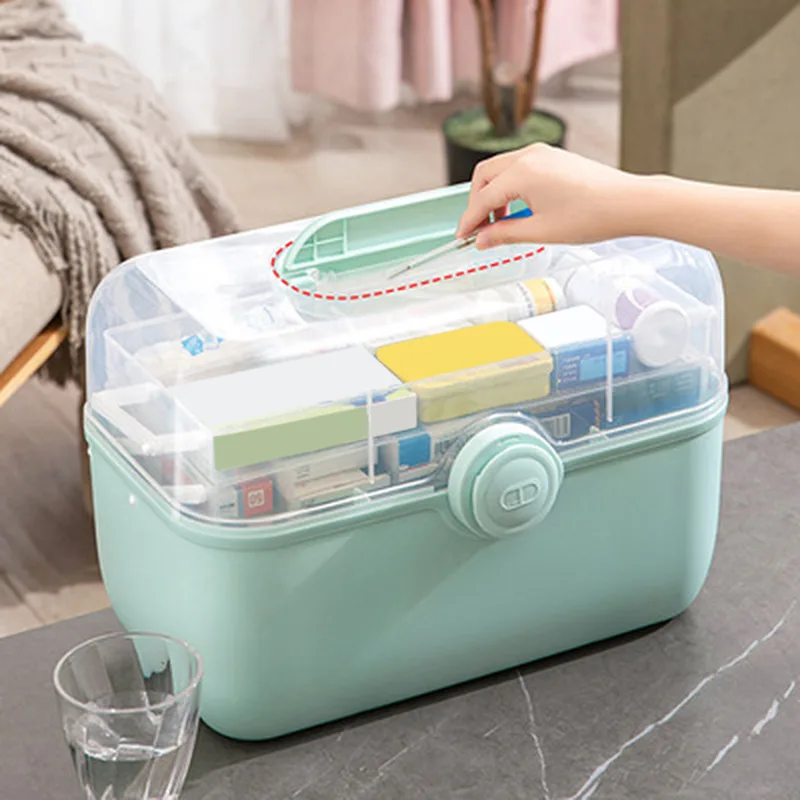 

Plastic Tier Medicine Boxes Storage Box Large Capacity Drawer Sundries Organizer Folding Medicine Chest Storage First Aid Kit