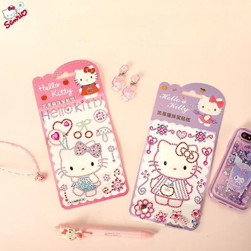 

Sanrio детские мультяшные анимационные наклейки с бриллиантами «Hello Kitty», игрушки, чашка для воды, тетрадь, гитара, наклейки для багажа, подарки, оптовая продажа