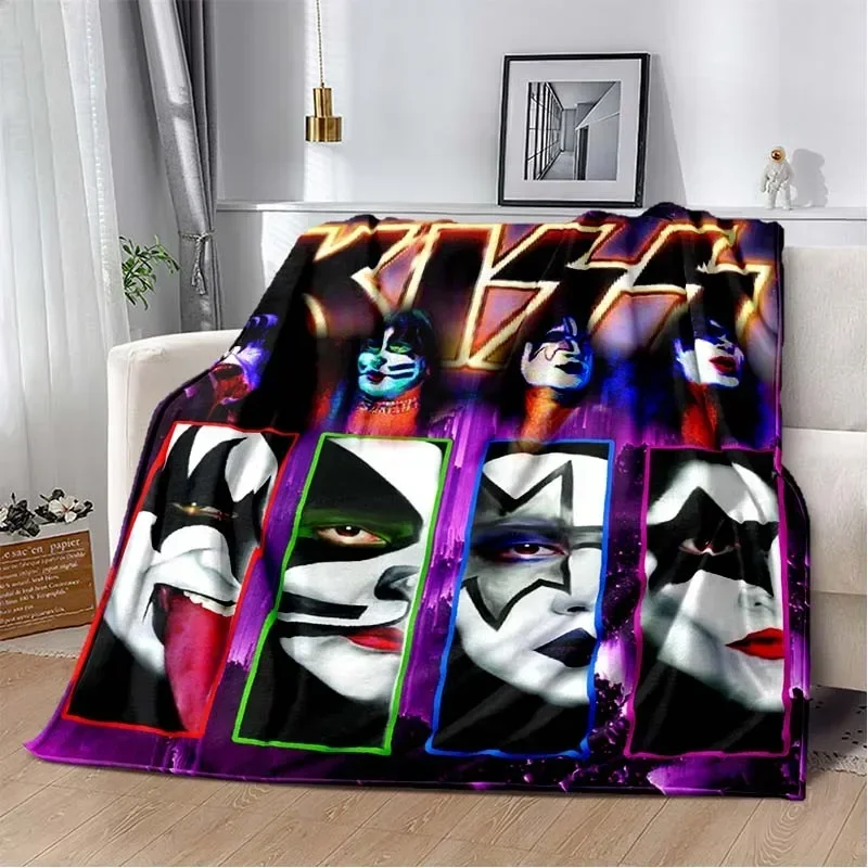 

Одеяло с узором KISS Band, легкое одеяло для гостиной, спальни, детской комнаты, теплое одеяло, рождественский подарок