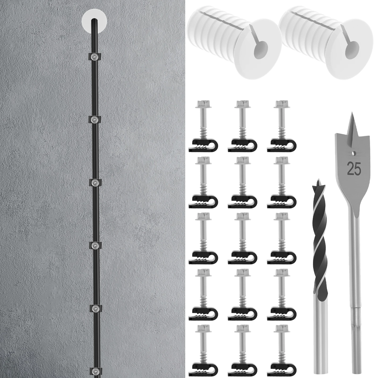 

19 шт., комплект для прокладки кабеля Starlink, монтажный комплект для сквозной втулки, органайзер для проводов, настенные втулки Starlink, защита кабеля