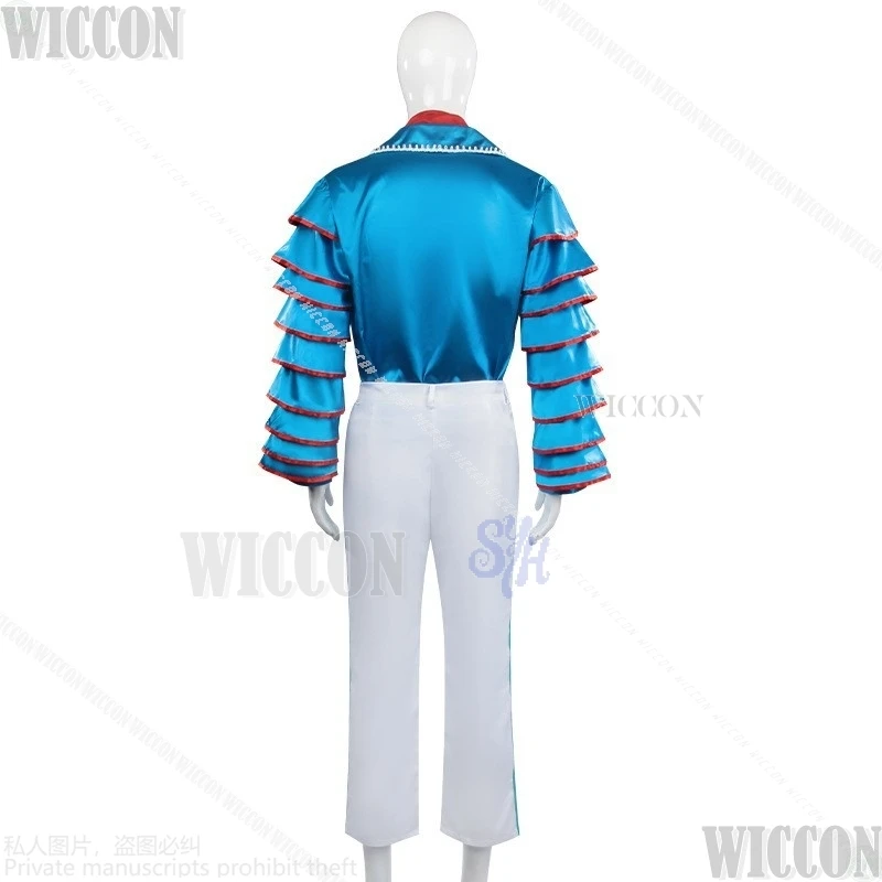 Halloween Navidad Breakdance actuación traje de escenario película de terror traje azul Cosplay Anime máscara verde fantasma aterrador Comic Con