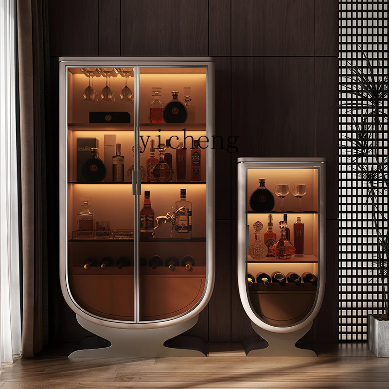

XL Double Door Wine Cabinet Large Flat Floor Living Room Wall High-grade Glass Display Cabinet Wine Cabinet