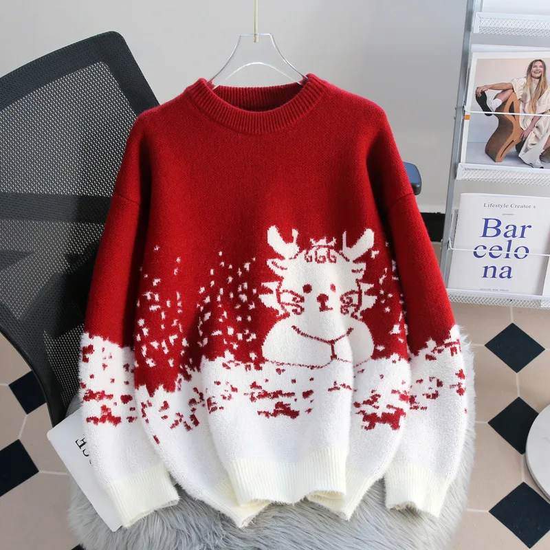 

Hsa Christmas Red Year of the Dragon Zodiac Year Sweater Women Autumn and Winter 2024 New Year Clothes Festive Winter Clothes