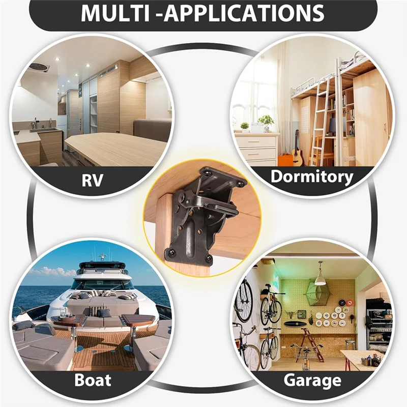 

ABRM-4 Pack Складные кронштейны, самоблокирующийся шарнир с винтами для складных ножек стола, опорный кронштейн с замком, ножки кровати