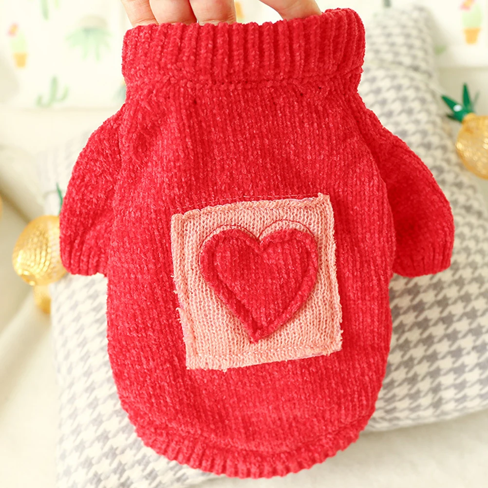 

Lovely Heart Dog Sweater Small Puppy Pet Winter Clothes Cozy Acrylic Warm Walking Photo Costume XS Size