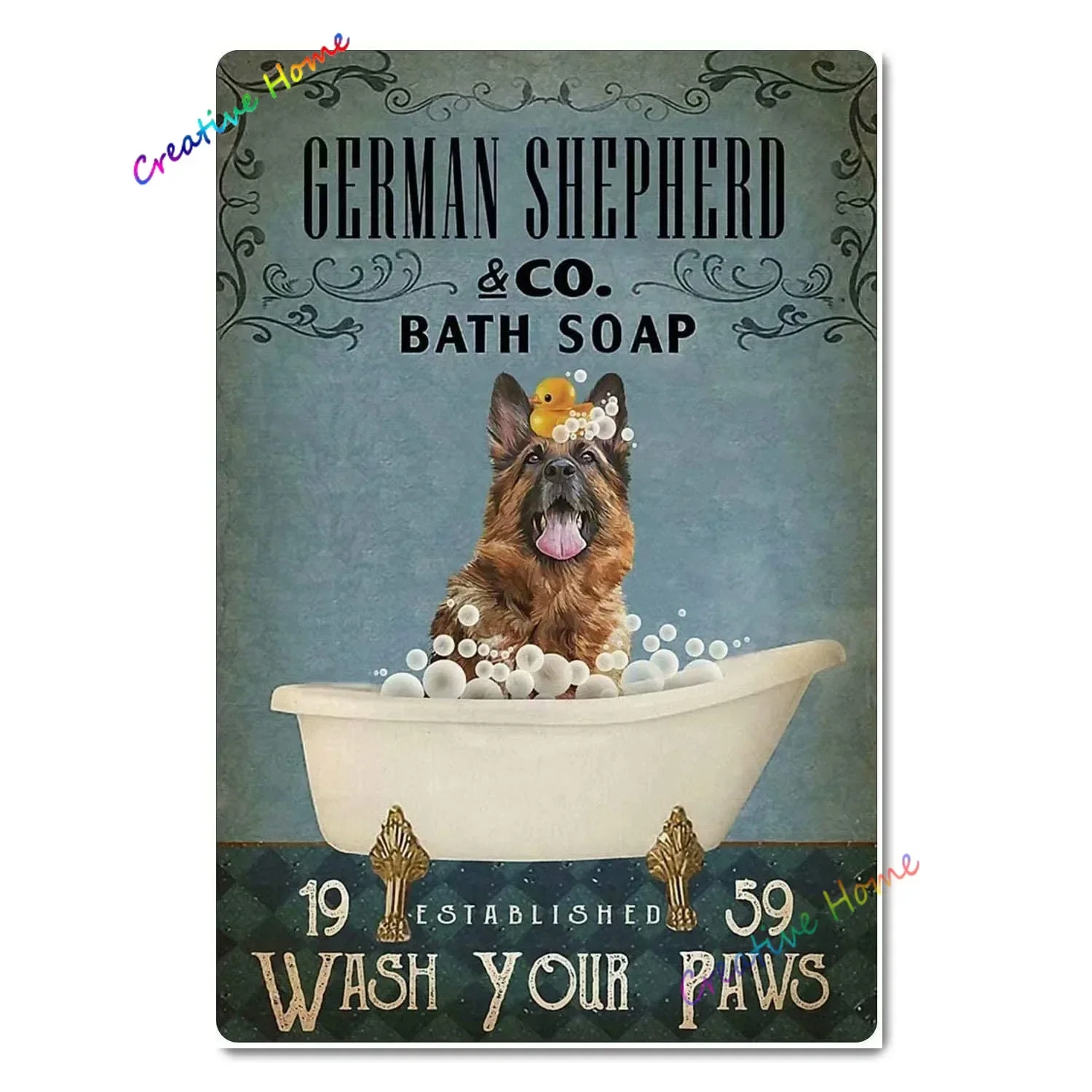 

Плакат E Waschen Siejie Pfoten Badezimmer Toilette Home Art Wand украшение 8x12 дюймов