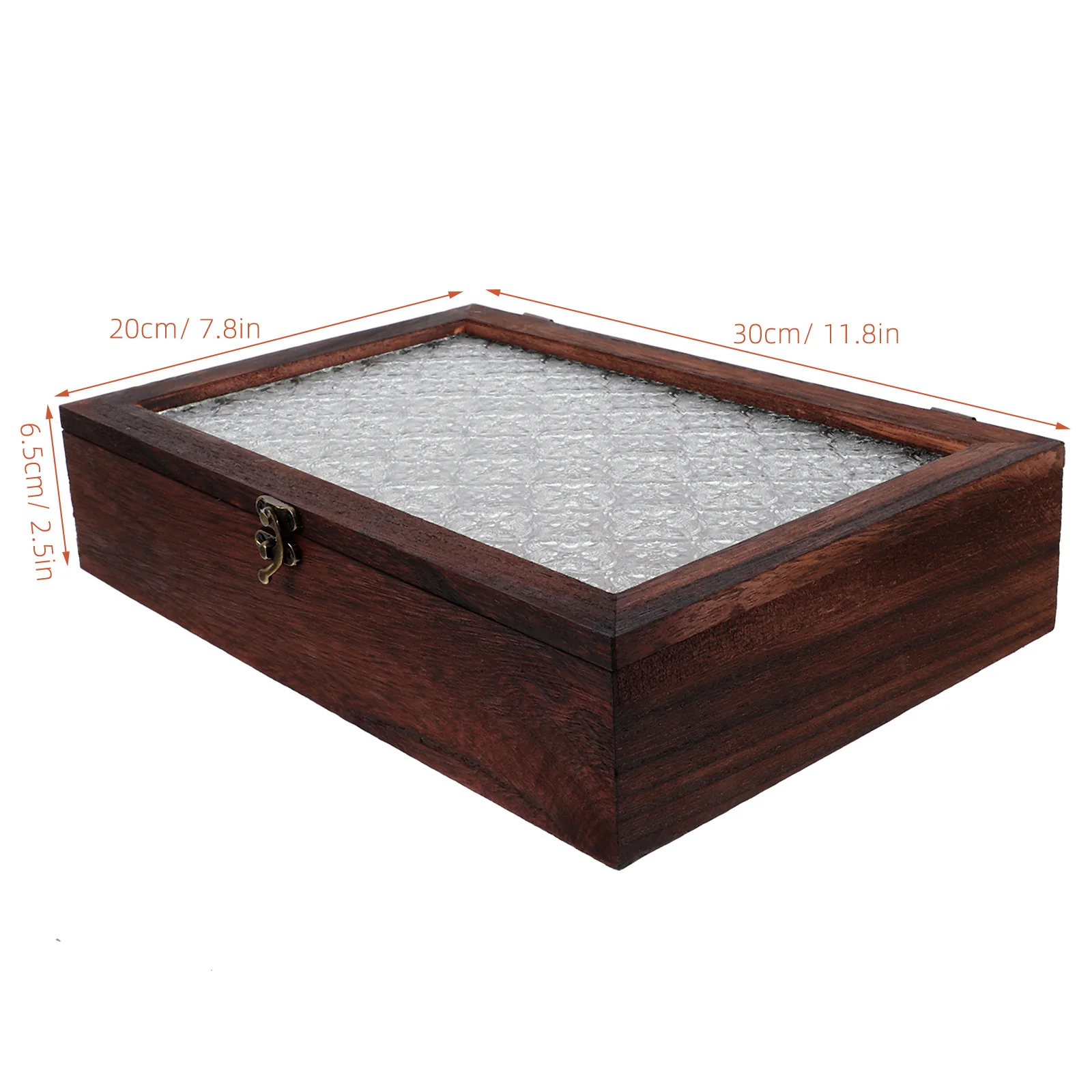 1 قطعة صندوق خشبي عتيق مع غطاء شفاف نافذة التخزين المنظم للمجوهرات الحلي سطح المكتب الكنز الصدر الصغيرة