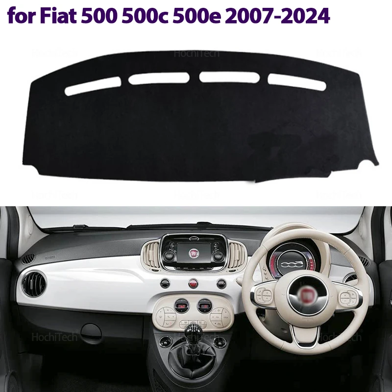 Capa do painel para fiat 500 500c 500e 2007-2024 tapete antiderrapante capa do painel almofada pára-sol dashmat tapete acessórios do carro