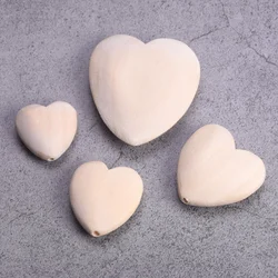 Heart Shape Natural Wood 20mm 25mm 30mm 40mm Loose Woodcraft Beads For DIY Handcraft Pendants Jewelry Making