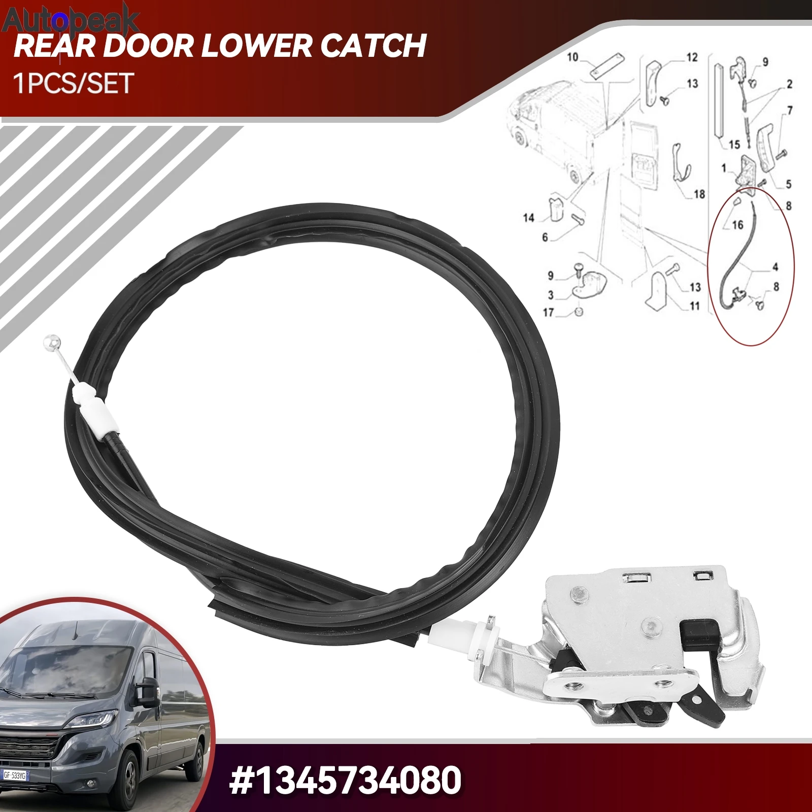 

Rear Lower Left Door Latch Lock Cable For Fiat Ducato Peugeot Boxer Citroen Relay 2006 - ONWARDS 1345734080 8719A3 1385567080