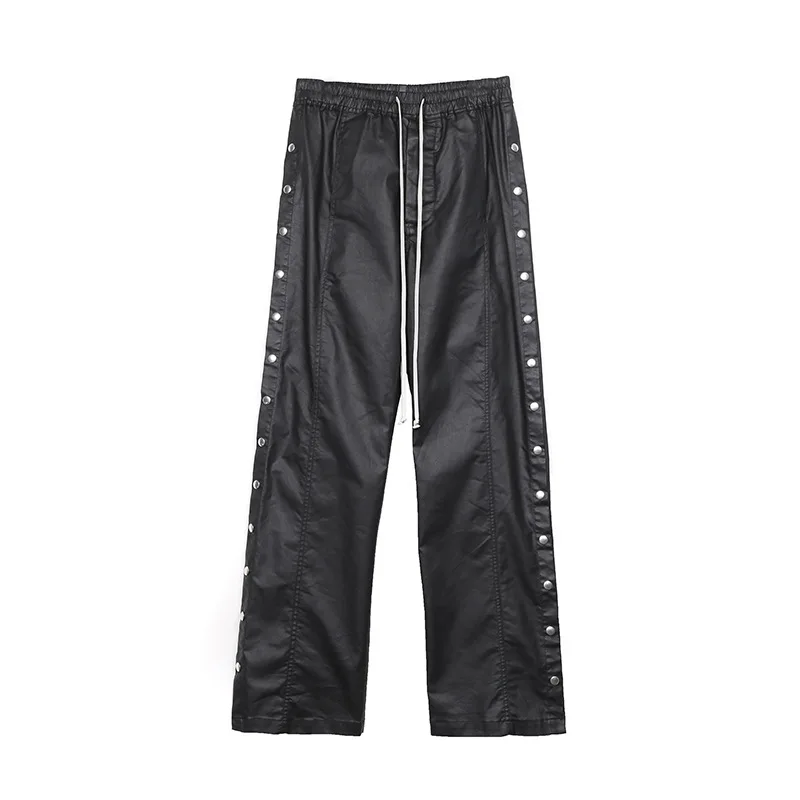 Men Casual Cargo Wax Pants Gothic Men's Clothing Autumn Solid Sweatpants High Street Black Long Pants