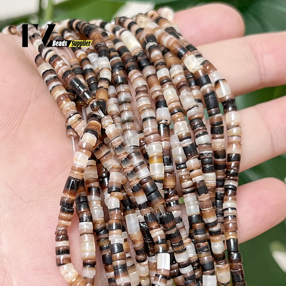 

3mm Natural Brown Shell Beads Rondelle Round Mother Of Pearl Beads Necklace Bracelet Accessories For Jewelry Making Diy