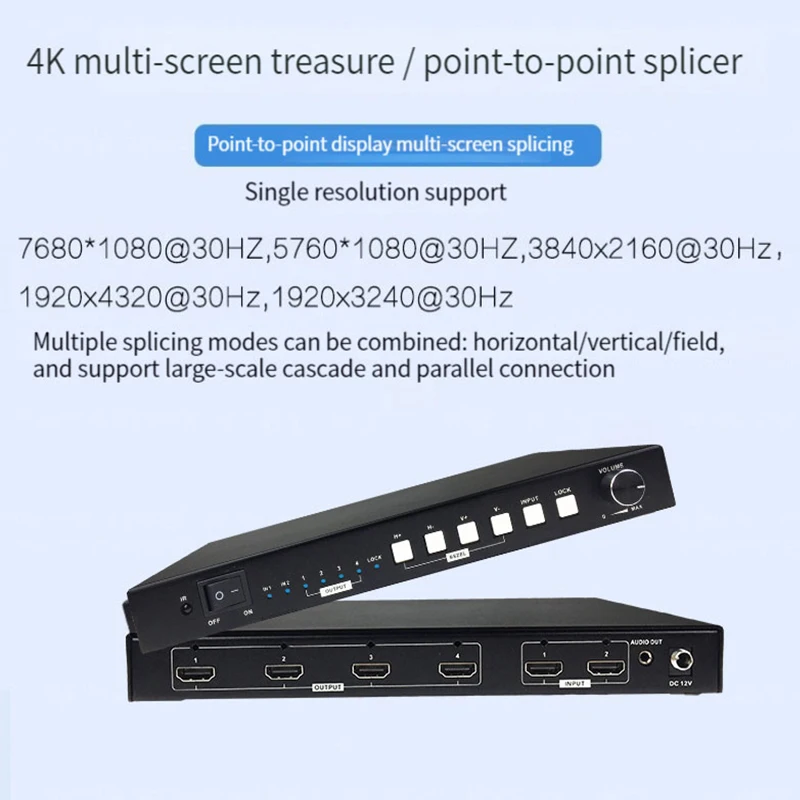 2x2 8K 4K TV Video Wall Controller 1X2 1X4 1X3 2X1 3x1 4X1 Multi Video Screen Processor 7680x1080 5760x1080 3840x1080 3240*1920