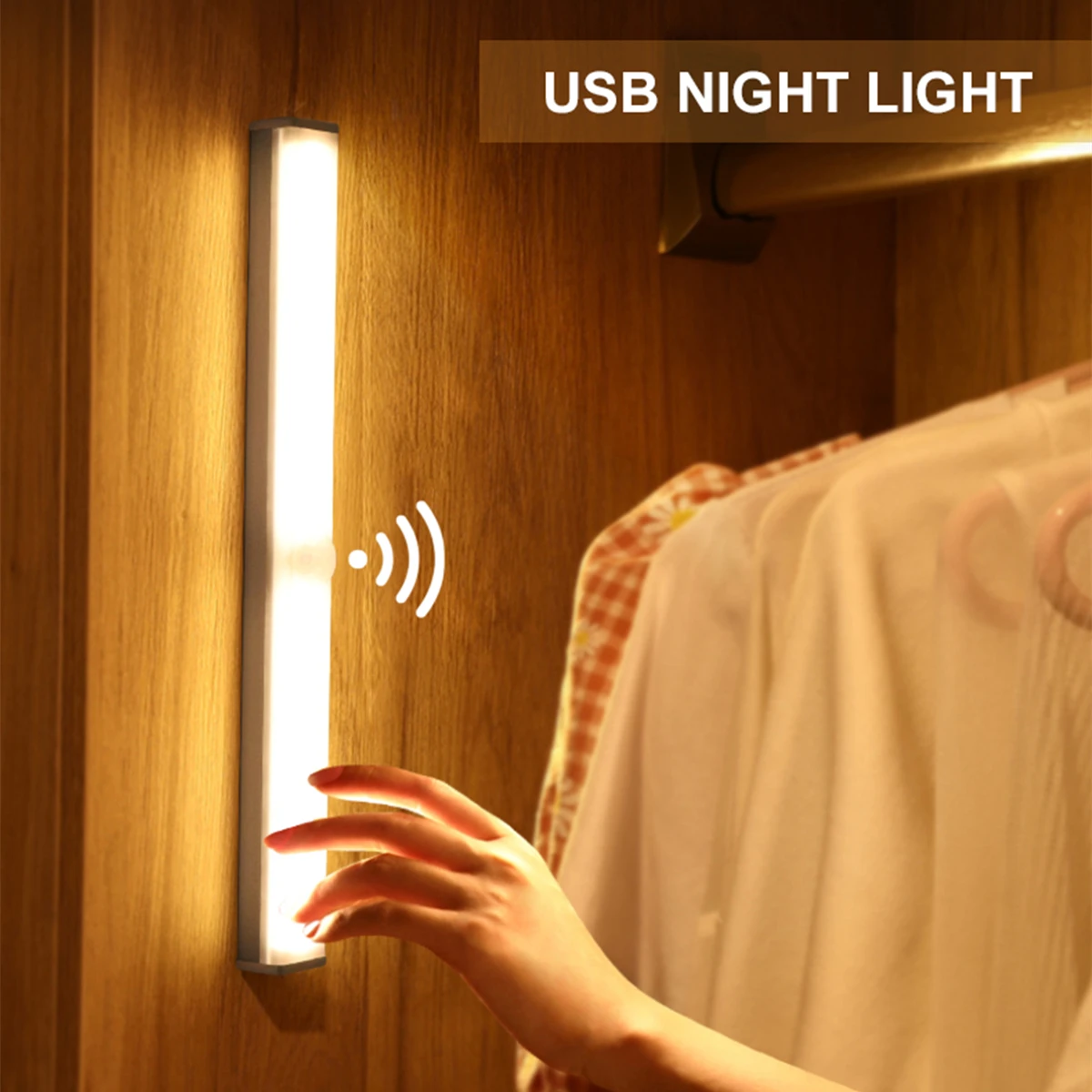 

LED Cabinet Light USB Rechargeable Motion Sensor Led Lamp Hand Scan Induction Kitchen Wardrobe NightLighting 15/20/21/30/40/50CM