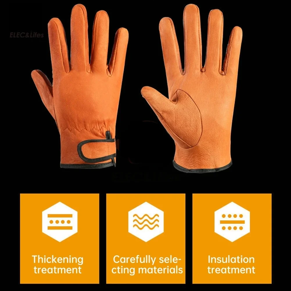 1 Pairs Cowhide Leather Work Gloves Welding Gloves Heavy Duty Truck Driving Gardening Farm Rigger Gloves