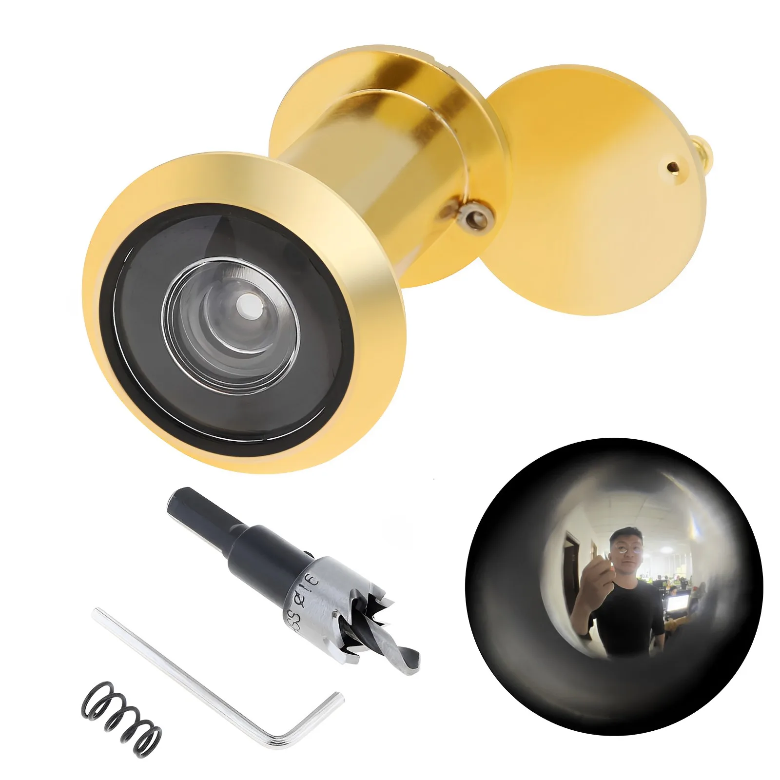 16mm 220 Degree Door Viewer HD Glass Lens Wide Angle Door Viewers Peephole with Drill Bit Set for 1.57-2.56inch Doors Thickness