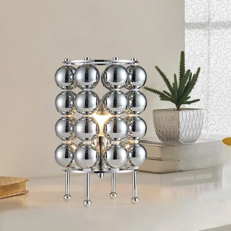 Modern Creative Stainless Steel Desk Lamp Hotel Rooms Apartment Homestay Model Room Study Bedroom Bedside Lamp