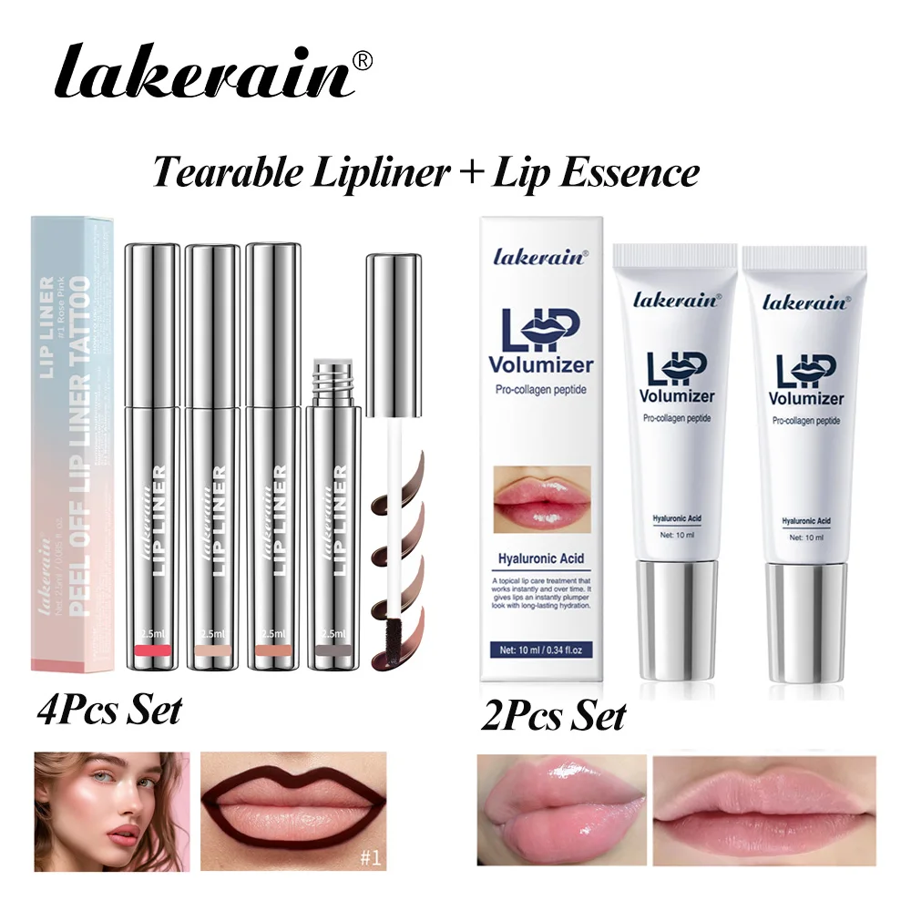 Set de Delineador y Voluminizador de Labios, Delineador de Labios Altamente Pigmentado con Acabado Mate, Voluminizador de Labios con Efecto Voluminizador Visible y Hidratación Profunda