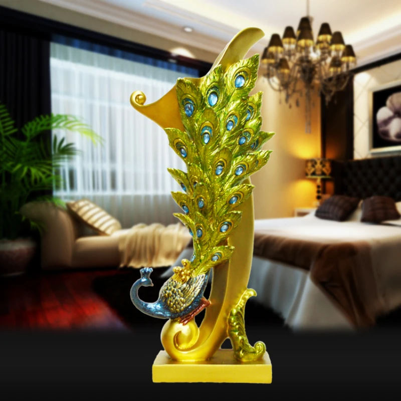 Creative Decoration Resin Crafts Modern Living Room Decoration Peacock Open Screen Home Feng Shui Decoration New Wedding Gift